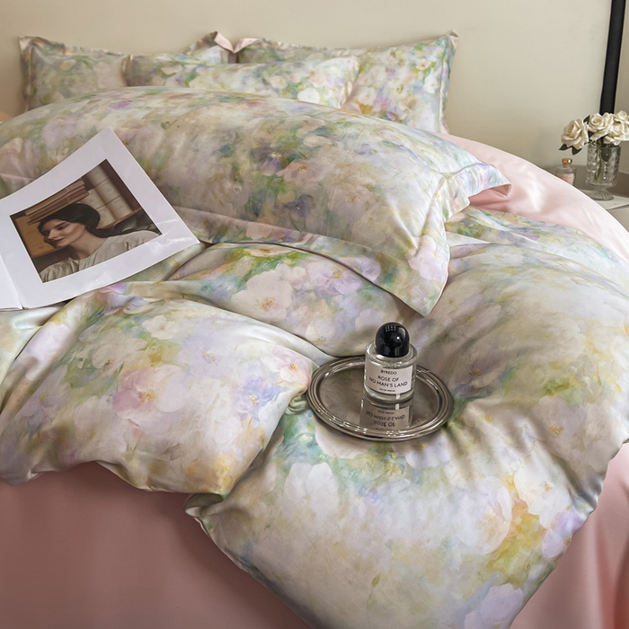 91家纺网 家纺一手货源 找家纺 涵宸家纺 2026新款天丝棉数码印花四件套 花开半夏