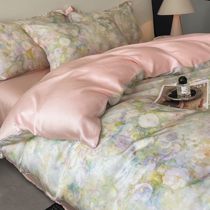 91家纺网 家纺一手货源 找家纺 涵宸家纺 2026新款天丝棉数码印花四件套 花开半夏