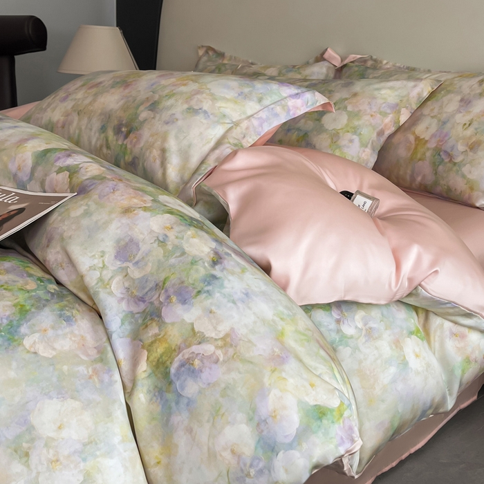 91家纺网 家纺一手货源 找家纺 涵宸家纺 2026新款天丝棉数码印花四件套 花开半夏