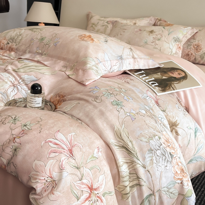 91家纺网 家纺一手货源 找家纺 涵宸家纺 2026新款天丝棉数码印花四件套 花枝棠