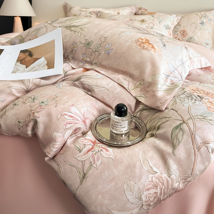 91家纺网 家纺一手货源 找家纺 涵宸家纺 2026新款天丝棉数码印花四件套 花枝棠