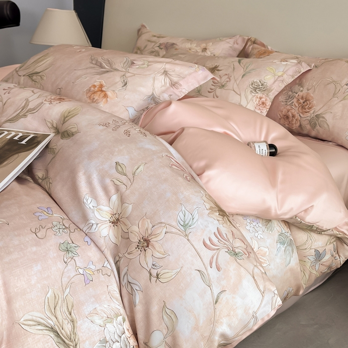 91家纺网 家纺一手货源 找家纺 涵宸家纺 2026新款天丝棉数码印花四件套 花枝棠