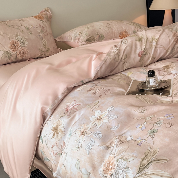 91家纺网 家纺一手货源 找家纺 涵宸家纺 2026新款天丝棉数码印花四件套 花枝棠