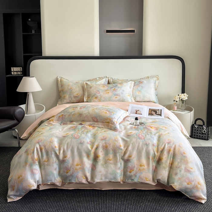 91家纺网 家纺一手货源 找家纺 涵宸家纺 2026新款天丝棉数码印花四件套 绮梦