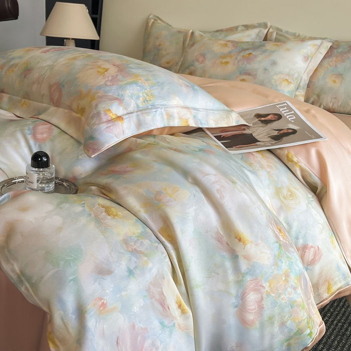 91家纺网 家纺一手货源 找家纺 涵宸家纺 2026新款天丝棉数码印花四件套 绮梦