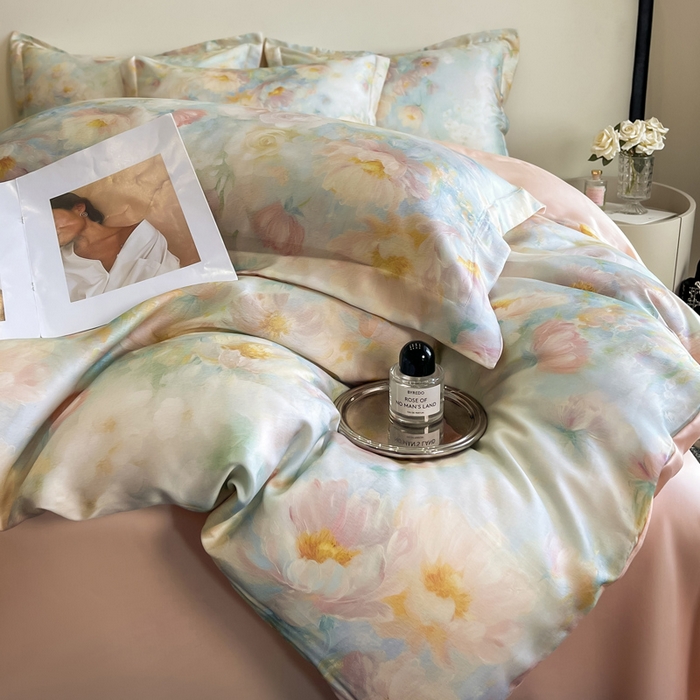 91家纺网 家纺一手货源 找家纺 涵宸家纺 2026新款天丝棉数码印花四件套 绮梦