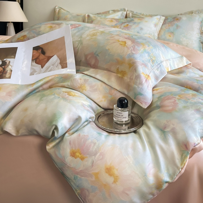 91家纺网 家纺一手货源 找家纺 涵宸家纺 2026新款天丝棉数码印花四件套 绮梦