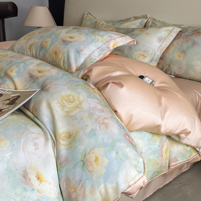 91家纺网 家纺一手货源 找家纺 涵宸家纺 2026新款天丝棉数码印花四件套 绮梦