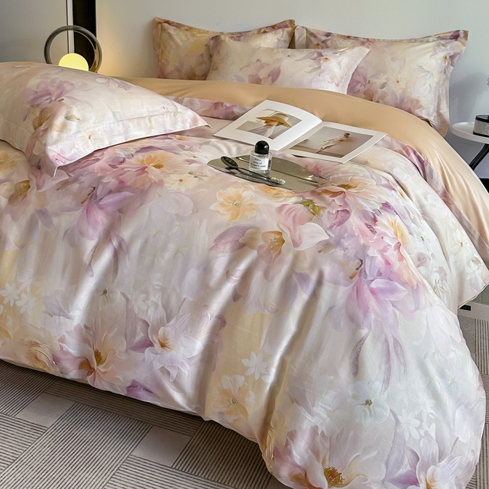 涵宸家纺 2026新款天丝棉数码印花四件套 恬觅-粉