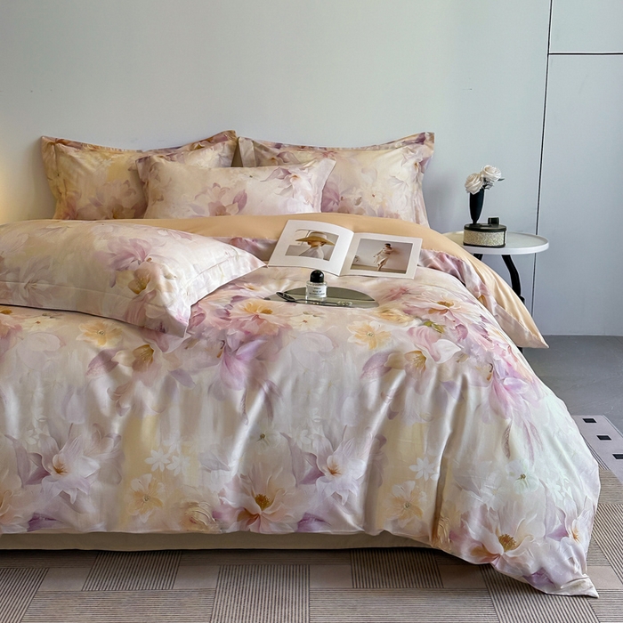 91家纺网 家纺一手货源 找家纺 涵宸家纺 2026新款天丝棉数码印花四件套 恬觅-粉