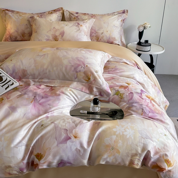 91家纺网 家纺一手货源 找家纺 涵宸家纺 2026新款天丝棉数码印花四件套 恬觅-粉