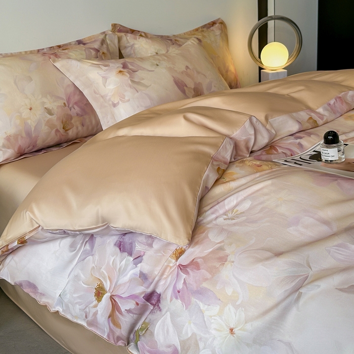 91家纺网 家纺一手货源 找家纺 涵宸家纺 2026新款天丝棉数码印花四件套 恬觅-粉