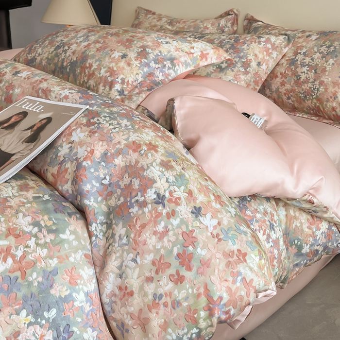 91家纺网 家纺一手货源 找家纺 涵宸家纺 2026新款天丝棉数码印花四件套 茵梦