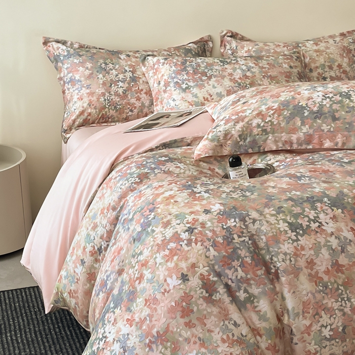 91家纺网 家纺一手货源 找家纺 涵宸家纺 2026新款天丝棉数码印花四件套 茵梦