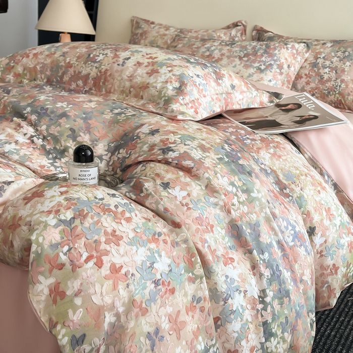 91家纺网 家纺一手货源 找家纺 涵宸家纺 2026新款天丝棉数码印花四件套 茵梦