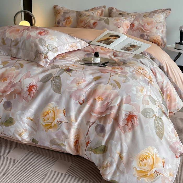 涵宸家纺 2026新款天丝棉数码印花四件套 云缦-黄