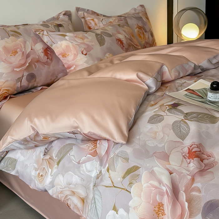 91家纺网 家纺一手货源 找家纺 涵宸家纺 2026新款天丝棉数码印花四件套 云缦-黄