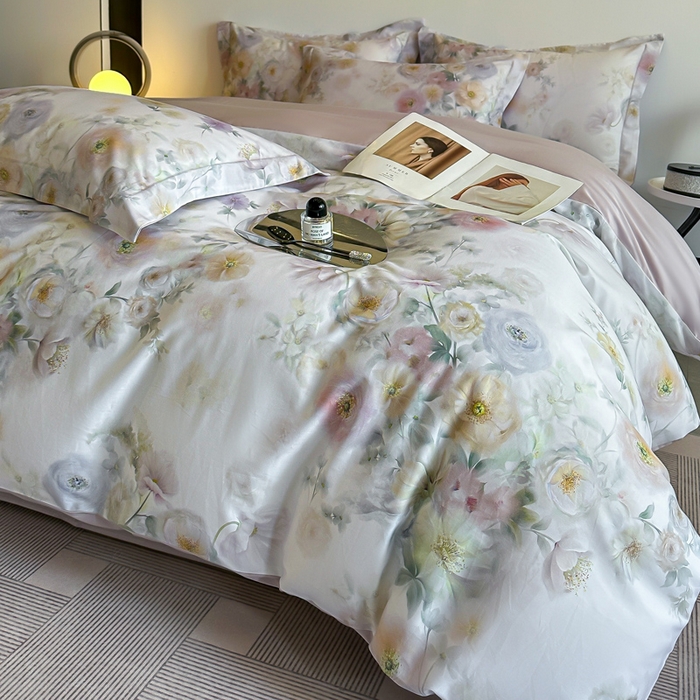 涵宸家纺 2026新款天丝棉数码印花四件套 醉花季-青