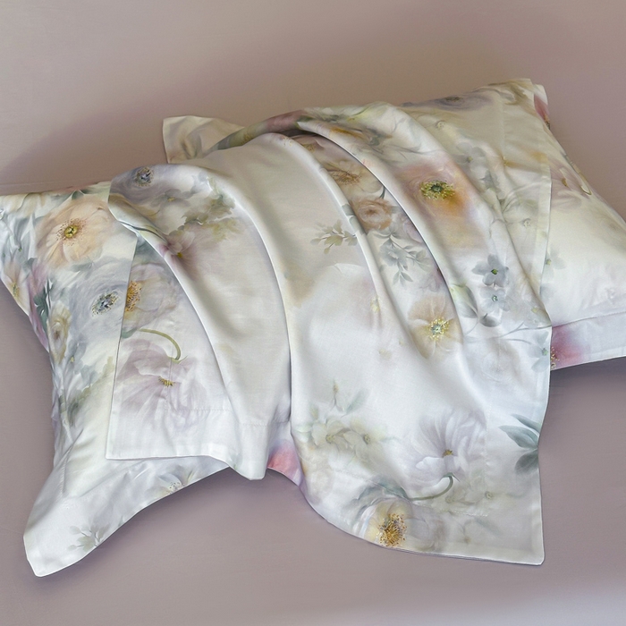 91家纺网 家纺一手货源 找家纺 涵宸家纺 2026新款天丝棉数码印花四件套 醉花季-青