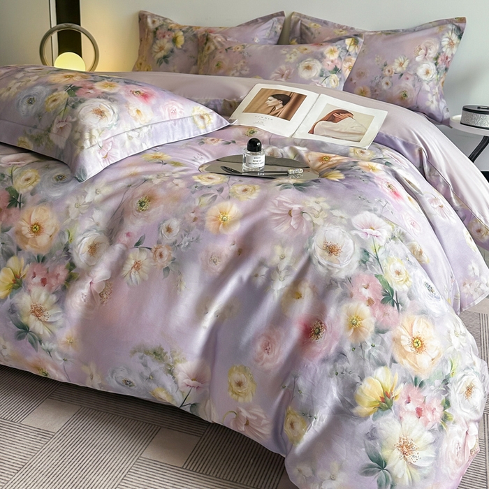 涵宸家纺 2026新款天丝棉数码印花四件套 醉花季-紫