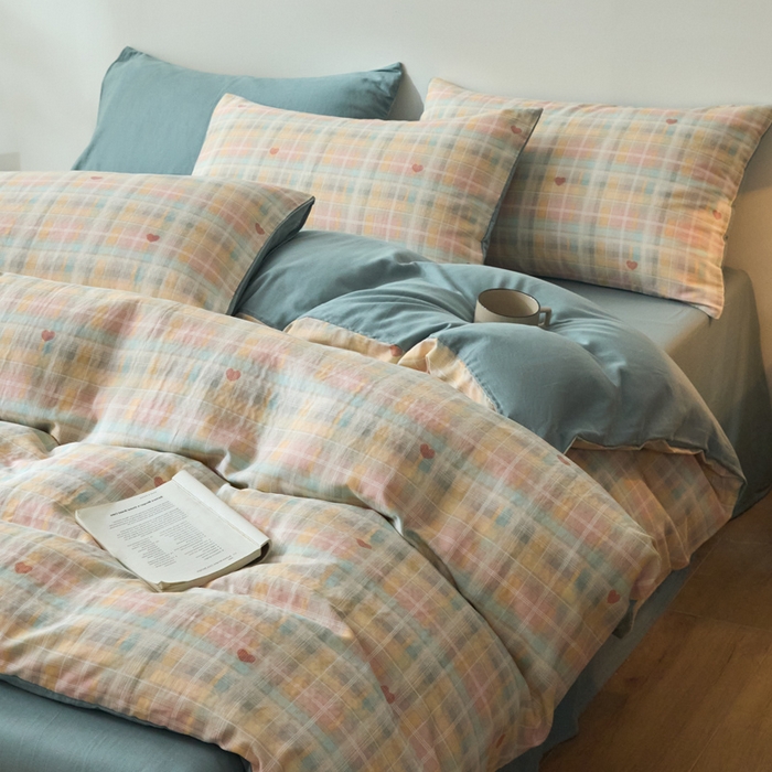 91家纺网 家纺一手货源 找家纺 涵宸家纺 2026新款双层纱印花四件套 D爱的密语