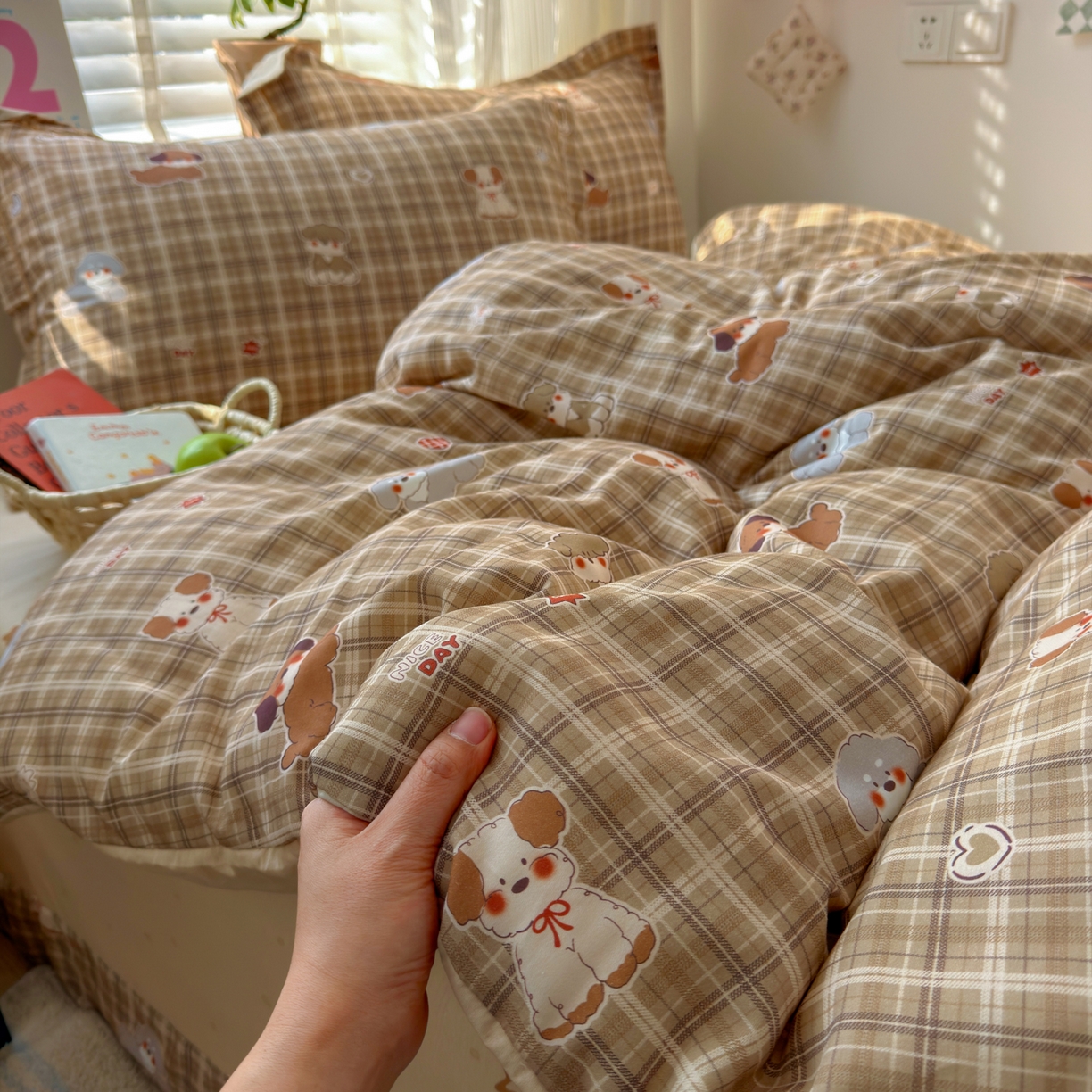 乐童家纺 2026新款全棉网红直播爆款吊边一字绣工艺款四件套-系列三 哈哈狗