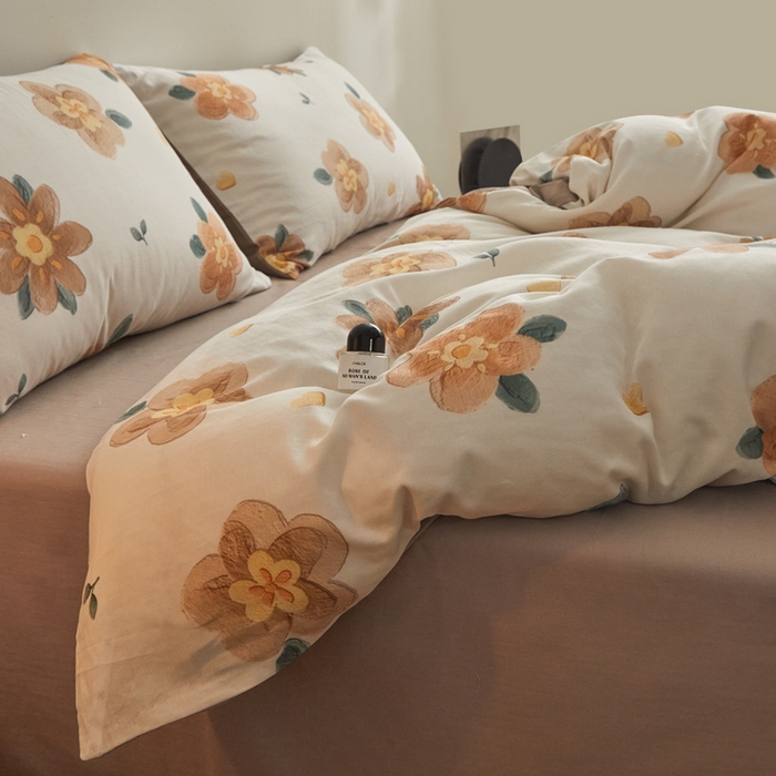 91家纺网 家纺一手货源 找家纺 涵宸家纺 2026新款双层纱印花四件套 F晨花