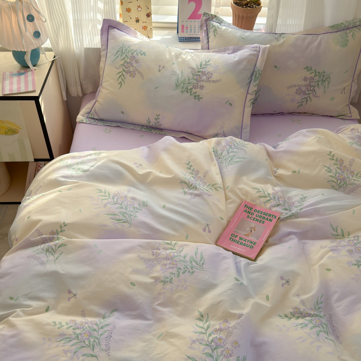 91家纺网 家纺一手货源 找家纺 乐童家纺 2026新款全棉网红直播爆款吊边一字绣工艺款四件套-系列三 薰衣草