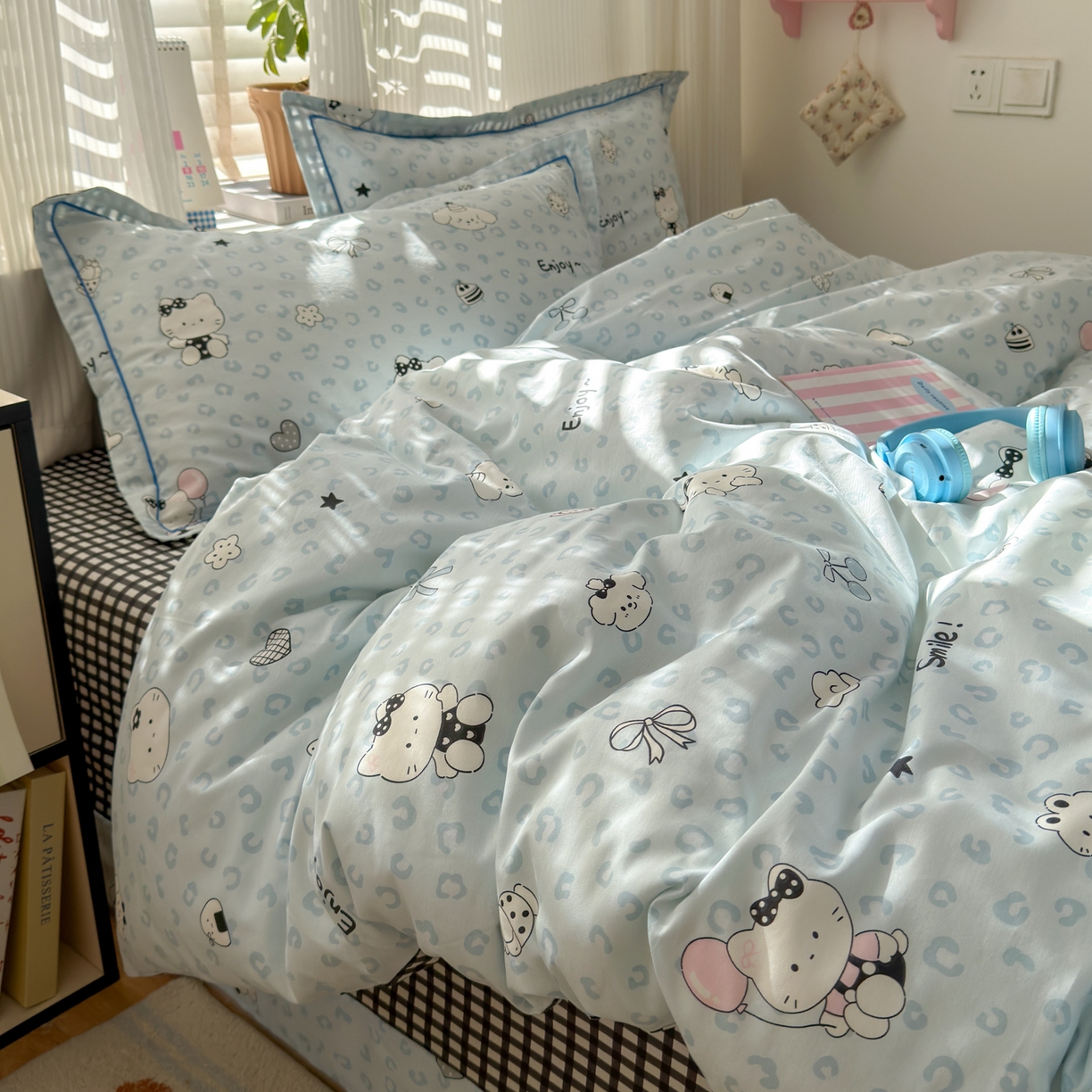 91家纺网 家纺一手货源 找家纺 乐童家纺 2026新款全棉网红直播爆款吊边一字绣工艺款四件套-系列三 豹纹猫咪