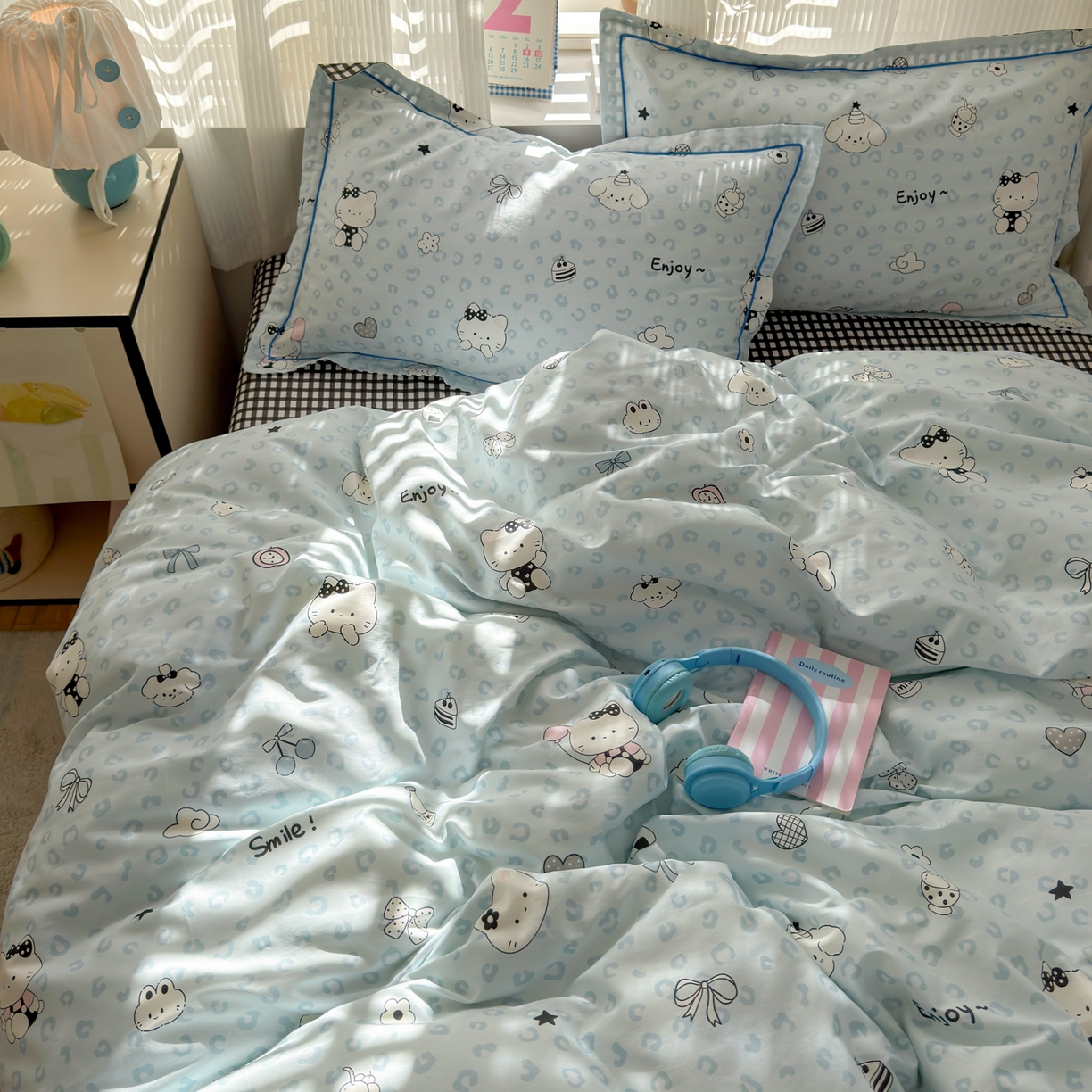 91家纺网 家纺一手货源 找家纺 乐童家纺 2026新款全棉网红直播爆款吊边一字绣工艺款四件套-系列三 豹纹猫咪