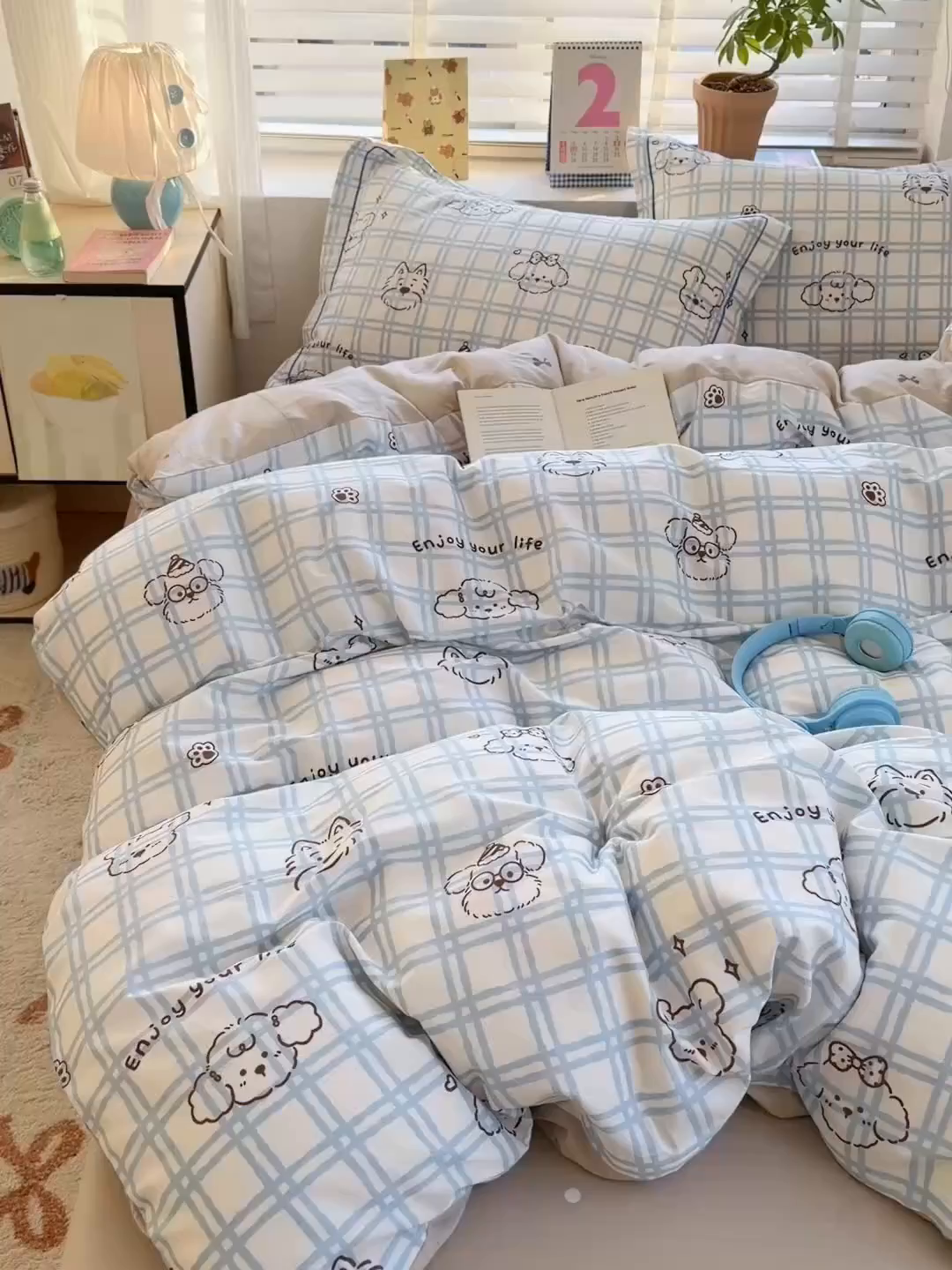 91家纺网 家纺一手货源 找家纺 乐童家纺 2026新款全棉网红直播爆款吊边一字绣工艺款四件套-系列三 可爱棕熊