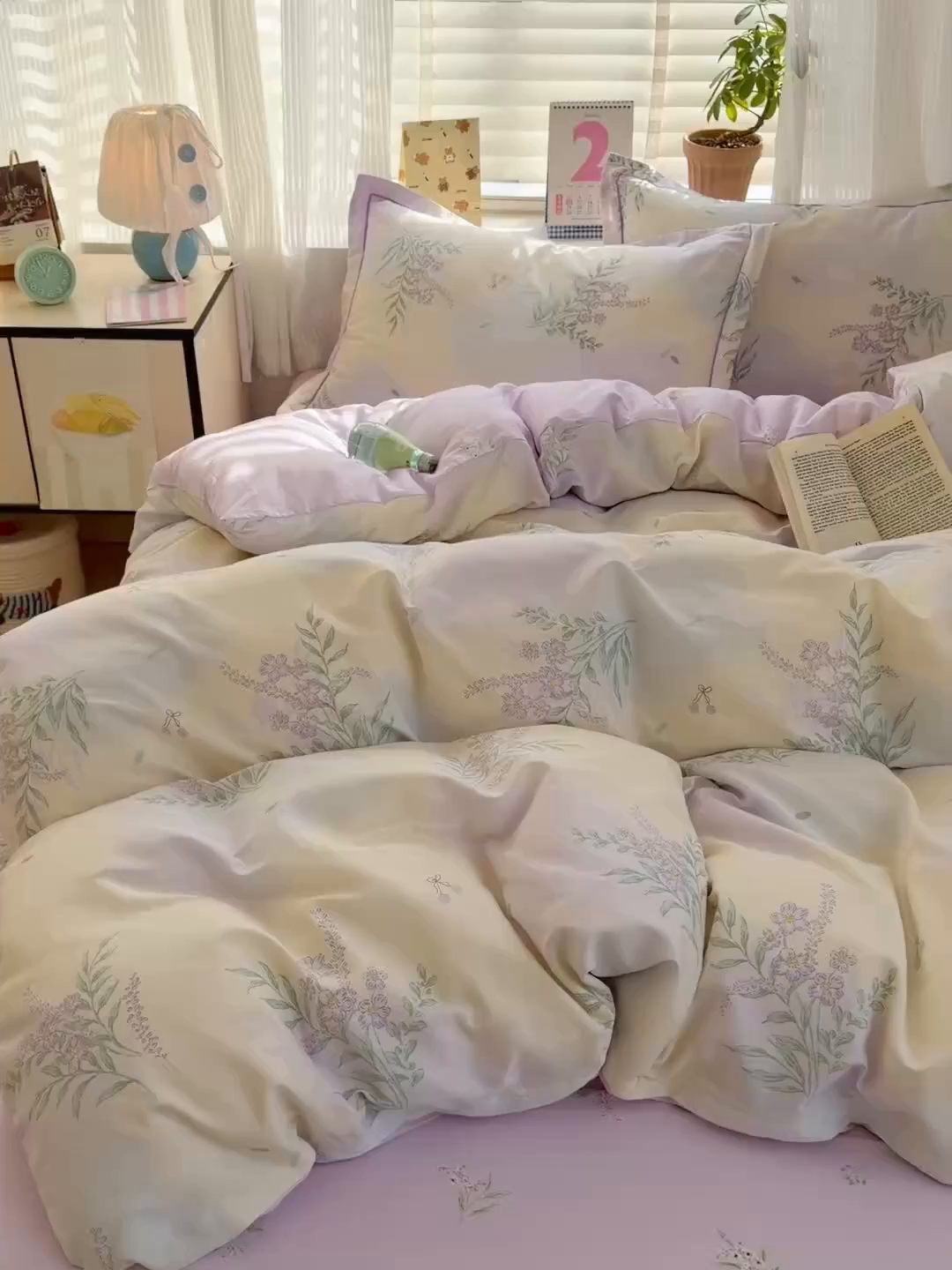 91家纺网 家纺一手货源 找家纺 乐童家纺 2026新款全棉网红直播爆款吊边一字绣工艺款四件套-系列三 薰衣草