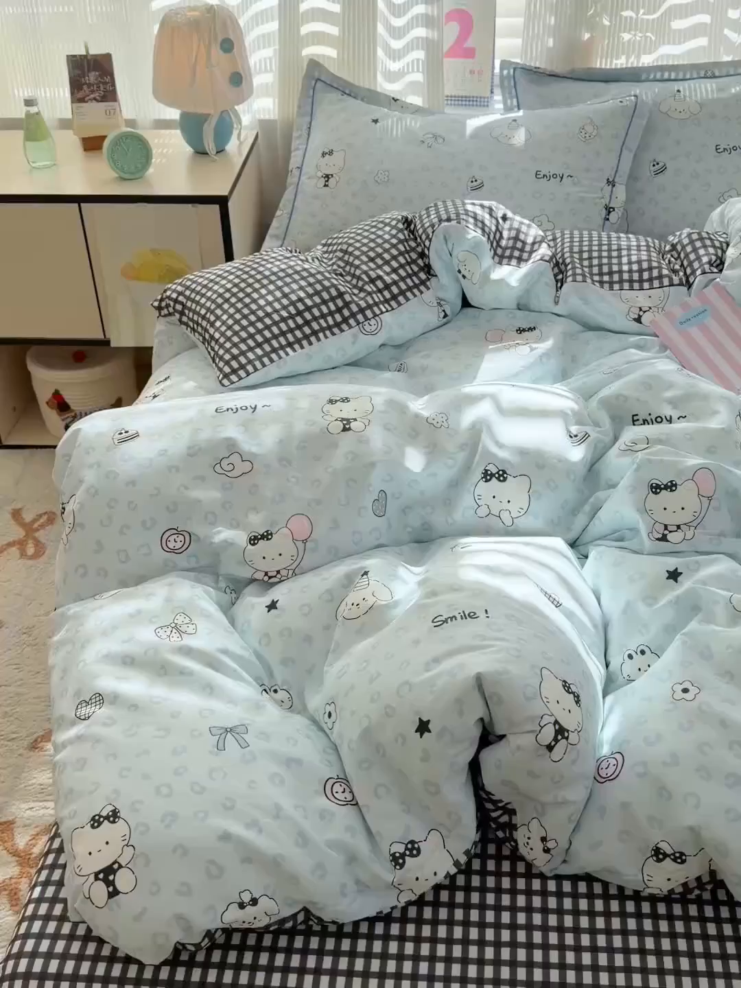 91家纺网 家纺一手货源 找家纺 乐童家纺 2026新款全棉网红直播爆款吊边一字绣工艺款四件套-系列三 豹纹猫咪