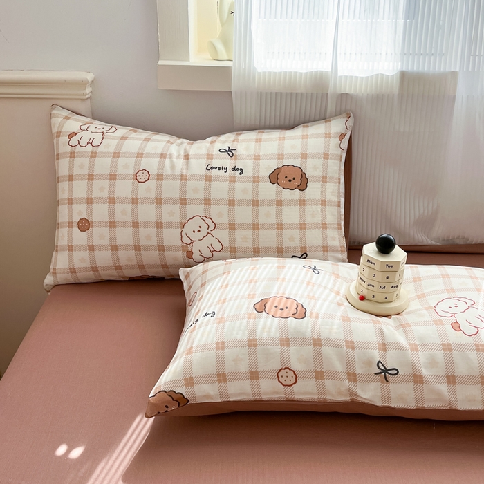 91家纺网 家纺一手货源 找家纺 涵宸家纺 2026新款双层纱印花四件套 A小粉仙