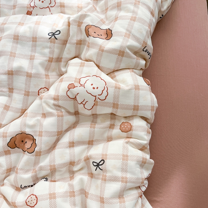 91家纺网 家纺一手货源 找家纺 涵宸家纺 2026新款双层纱印花四件套 A小粉仙