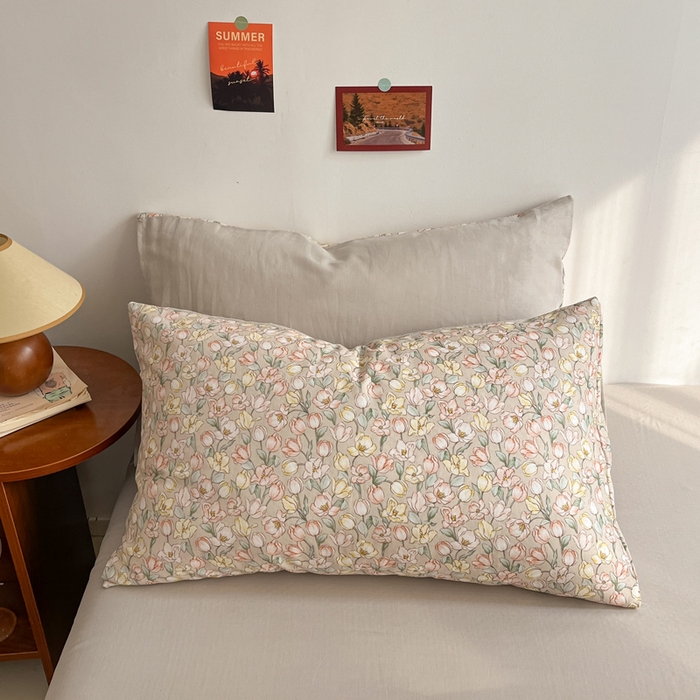 91家纺网 家纺一手货源 找家纺 涵宸家纺 2026新款双层纱印花四件套 B花田-金