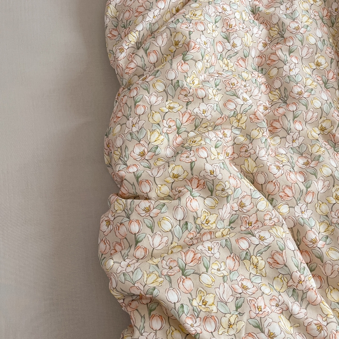 91家纺网 家纺一手货源 找家纺 涵宸家纺 2026新款双层纱印花四件套 B花田-金