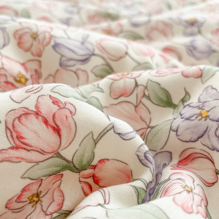 91家纺网 家纺一手货源 找家纺 涵宸家纺 2026新款双层纱印花四件套 B花田-紫