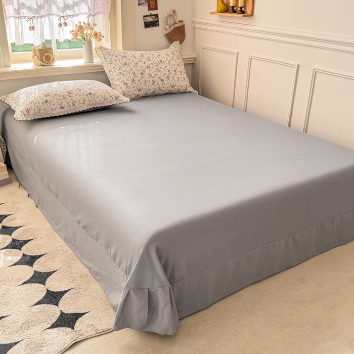 91家纺网 家纺一手货源 找家纺 梵克保罗 2026新款A类仿棉古法水洗棉法式全棉花边四件套 青花瓷