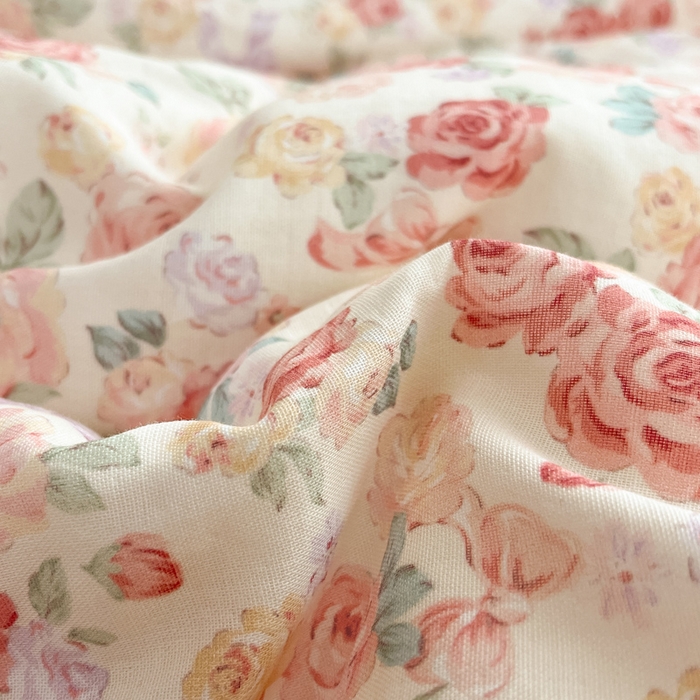 91家纺网 家纺一手货源 找家纺 涵宸家纺 2026新款双层纱印花四件套 B玫瑰海岛