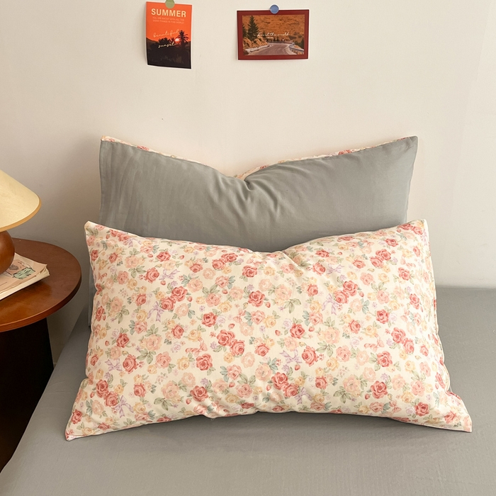 91家纺网 家纺一手货源 找家纺 涵宸家纺 2026新款双层纱印花四件套 B玫瑰海岛