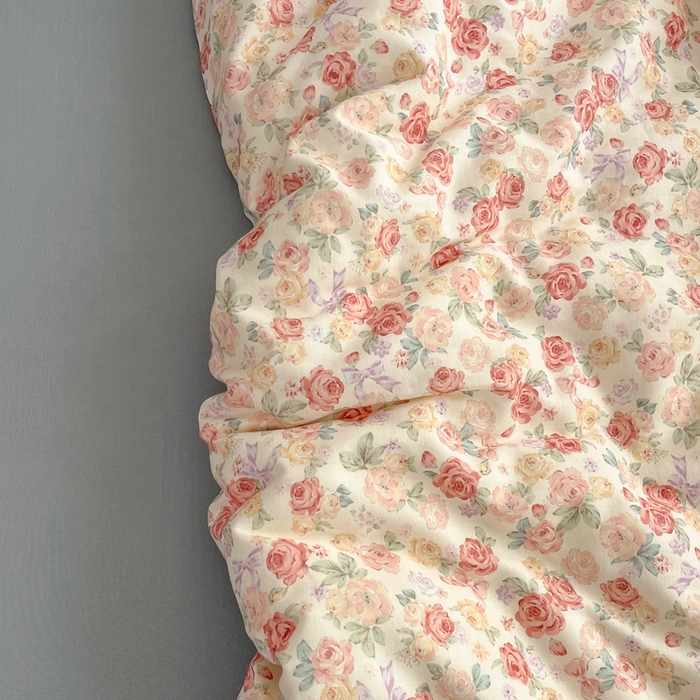 91家纺网 家纺一手货源 找家纺 涵宸家纺 2026新款双层纱印花四件套 B玫瑰海岛