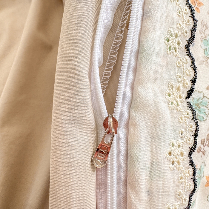 91家纺网 家纺一手货源 找家纺 梵克保罗 2026新款A类仿棉古法水洗棉法式全棉花边四件套 春野