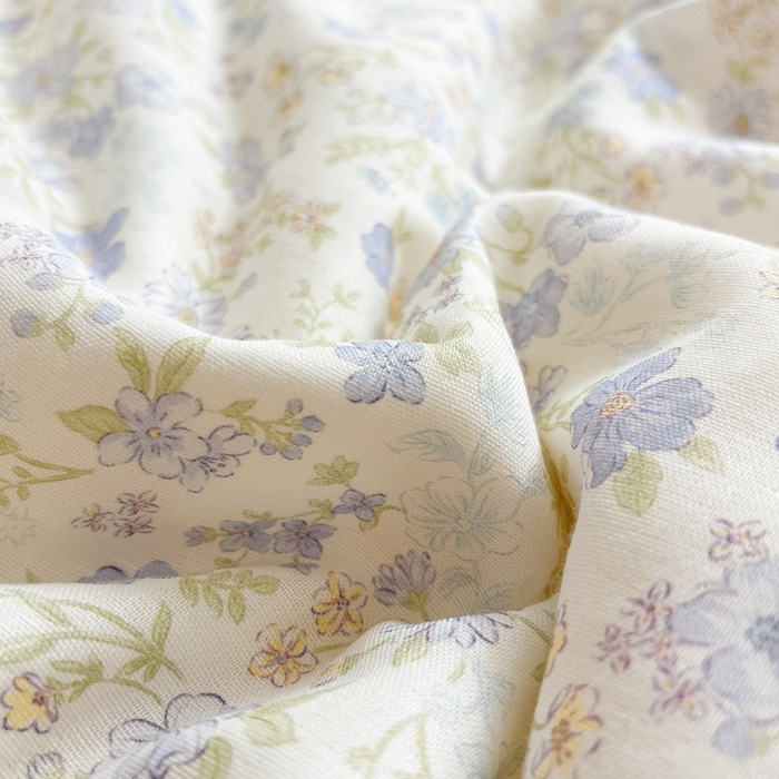 91家纺网 家纺一手货源 找家纺 涵宸家纺 2026新款双层纱印花四件套 B莫奈蓝