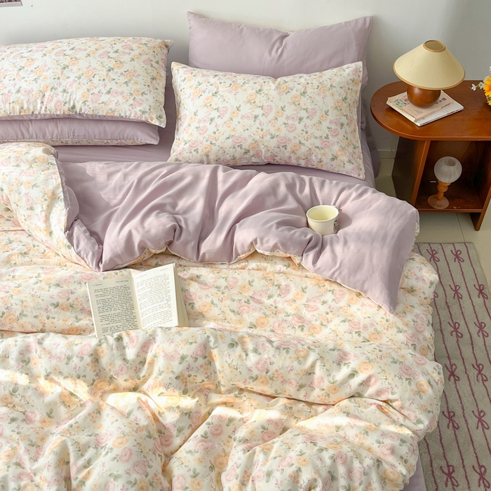 91家纺网 家纺一手货源 找家纺 涵宸家纺 2026新款双层纱印花四件套 B婉然