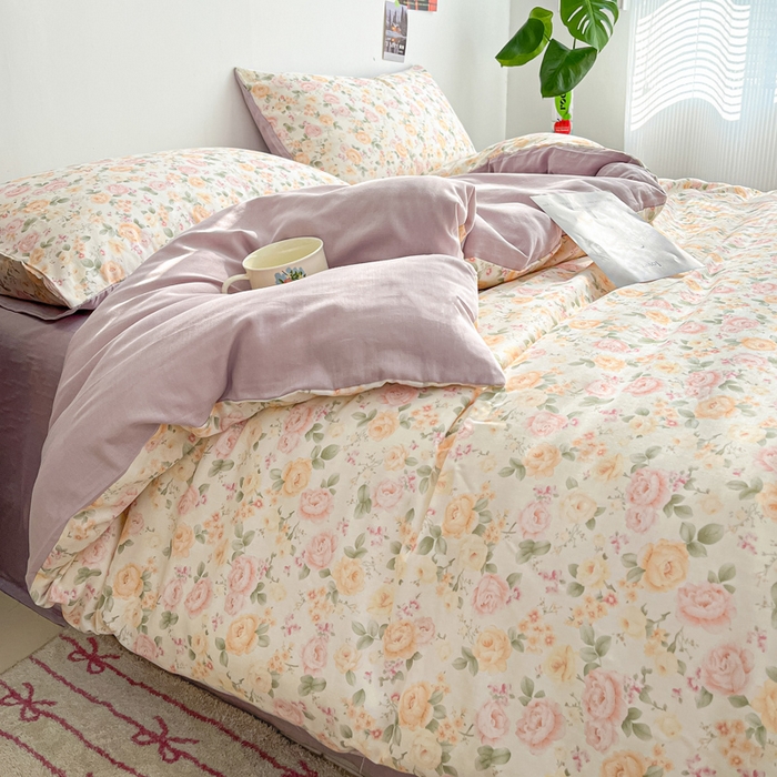 91家纺网 家纺一手货源 找家纺 涵宸家纺 2026新款双层纱印花四件套 B婉然