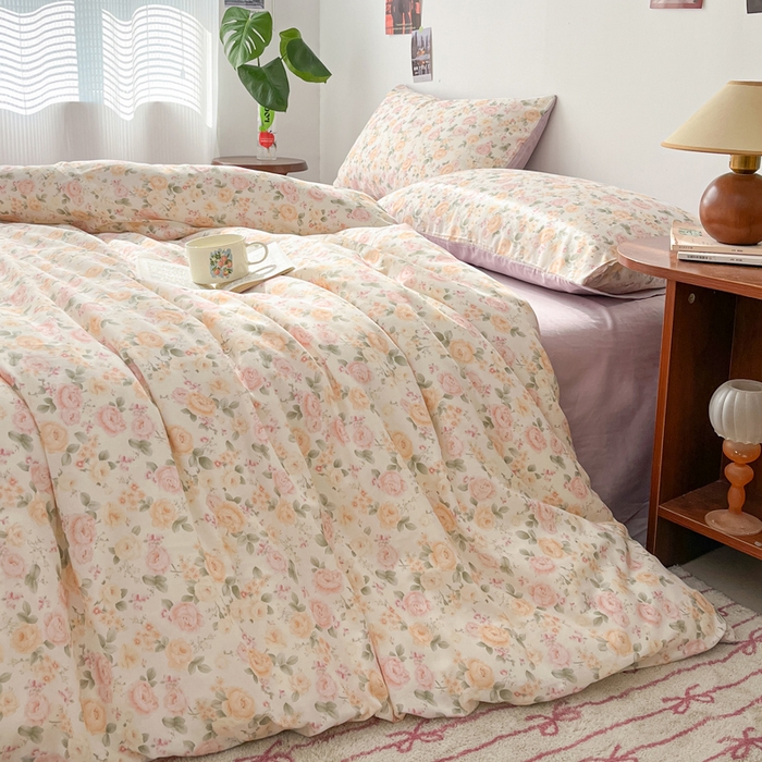 91家纺网 家纺一手货源 找家纺 涵宸家纺 2026新款双层纱印花四件套 B婉然