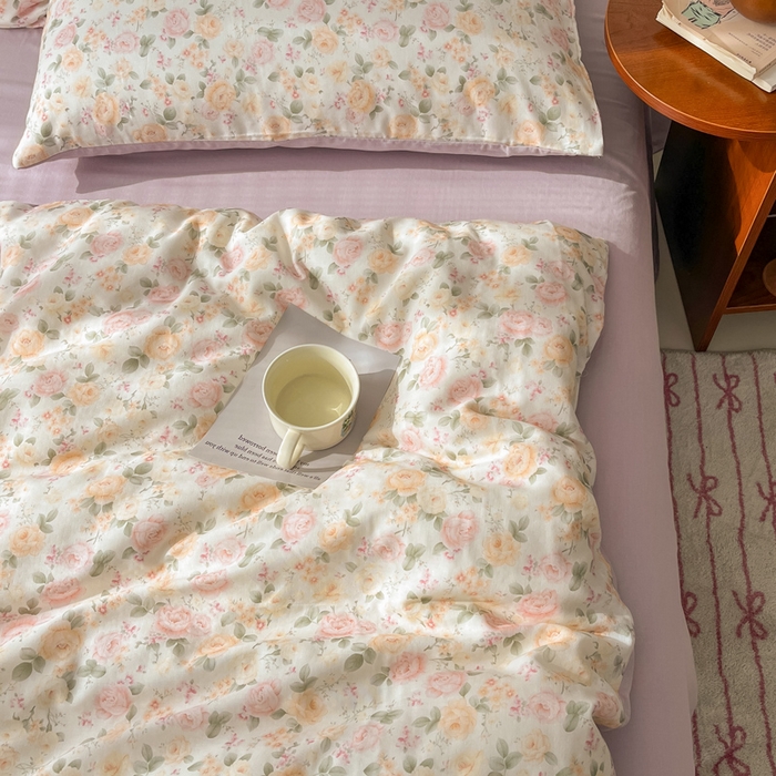 91家纺网 家纺一手货源 找家纺 涵宸家纺 2026新款双层纱印花四件套 B婉然