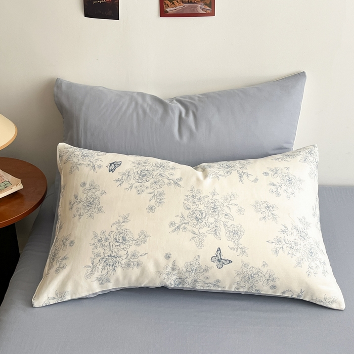 91家纺网 家纺一手货源 找家纺 涵宸家纺 2026新款双层纱印花四件套 B文墨碟