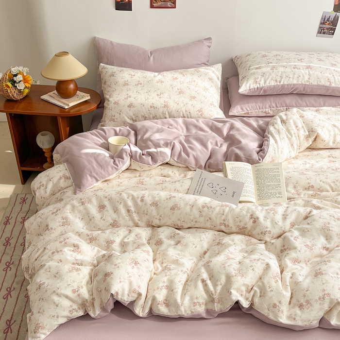 涵宸家纺 2026新款双层纱印花四件套 B问秋黄